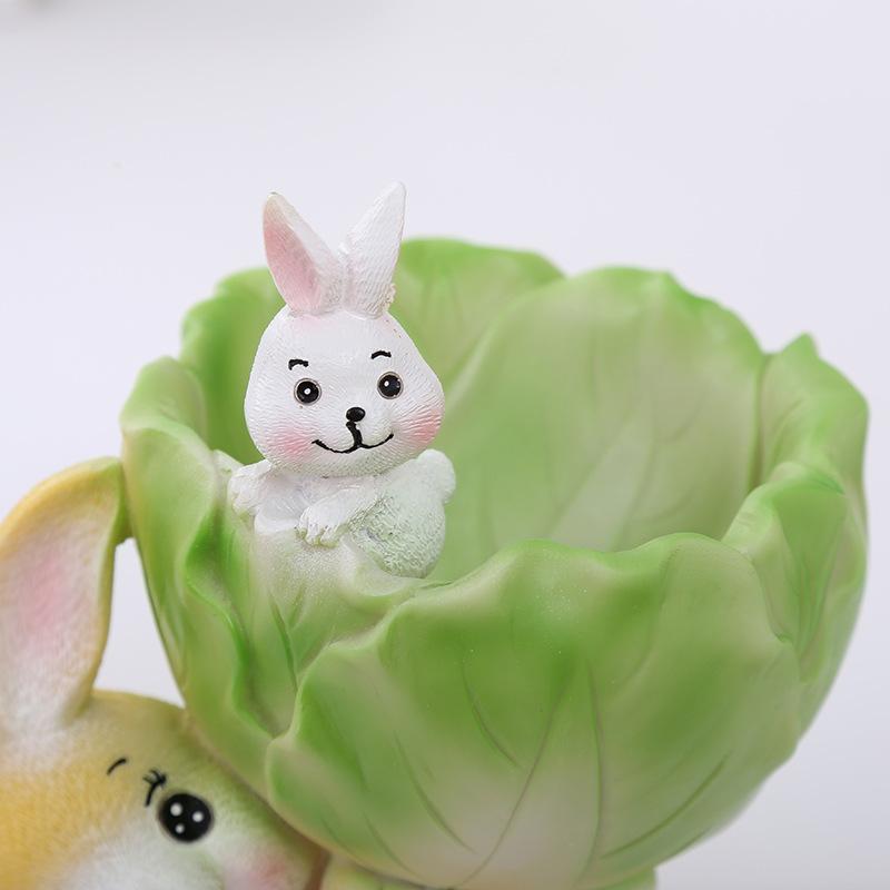 Креативные украшения в виде кролика-бонсай для хранения овощей, милые мультяшные кролики для украшения стола в гостиной, поделки из смолы