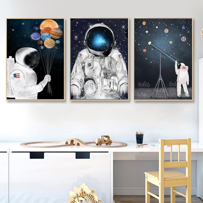 Детская комната Декор Космос Планета Искусство Печать Холст Картина Картины для Стены Украшения Настенные Картины Настенная Роспись