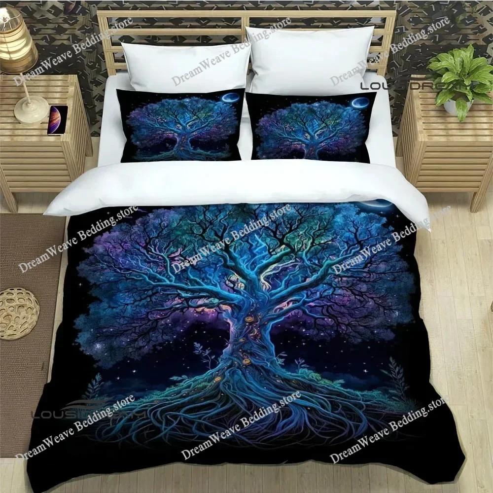 Tree of Life Duvet Cover King Botanical Branches Leaves Bedding Set Microfiber Psychedelic Mysterious 3D Print Quilt Cover963963