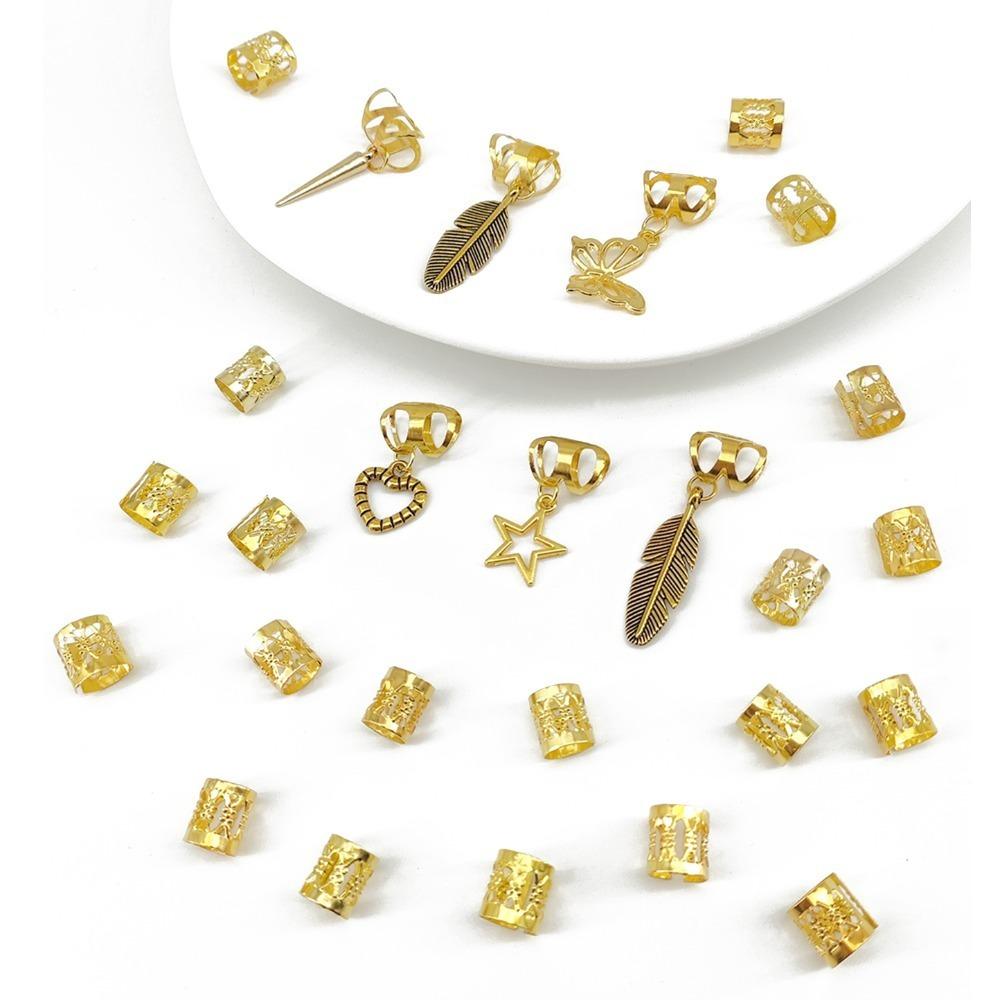 26pcs Dread Locks Hollow Out Hair Ring Hair Braiding Hair Braid Tubes Dreadlocks Beads  Decor