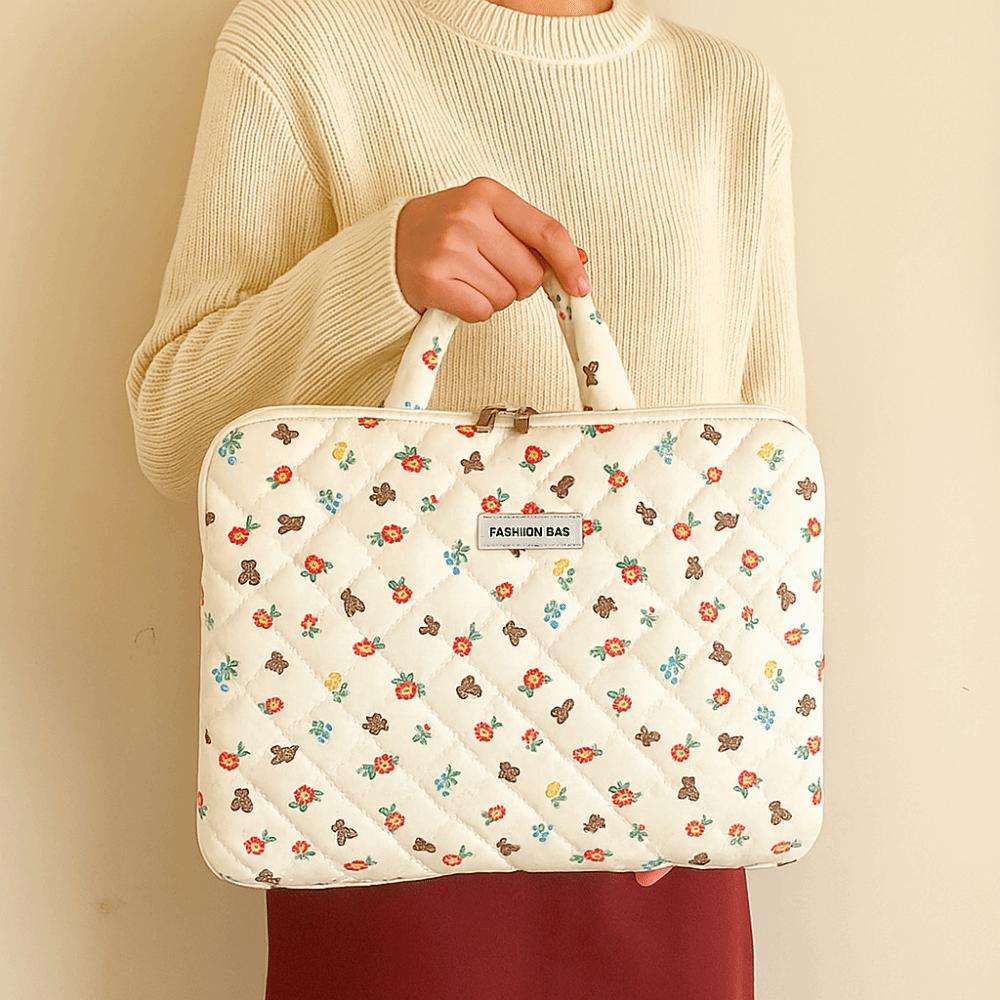 Durable Large Capacity Laptop Handbag Portable Water-resistant Computer Bag Cute Bear Pattern Tablet Bag Office