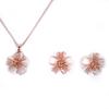 2Pcs Fashion Women Faux Opal Flower Pendant Necklace Stud Earrings Jewelry Set