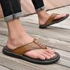 Новое поступление, летние мужские шлепанцы из натуральной кожи, противоскользящие кожаные тапочки ручной работы