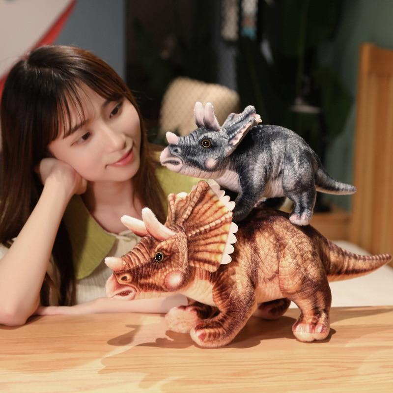 Triceratops Plush Life Toys Real Simulation Dinosaur Dolls Stuffed Soft Dino Pillow Birthday Xmas Gift For Children Kids