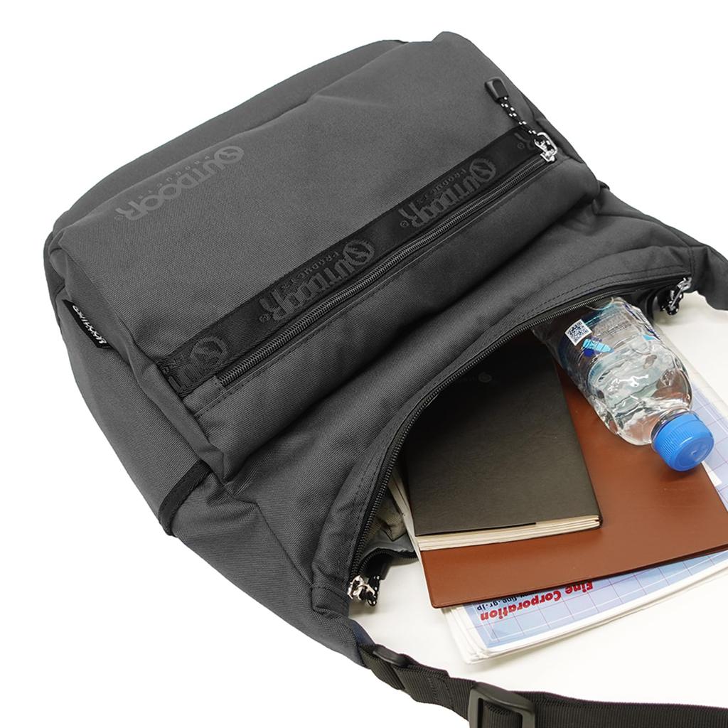 Shoulder Bag Logo Tape Heather Bag Large Capacity 16L Black 2 Color [Outdoor Products] Mother's (Same Logo)