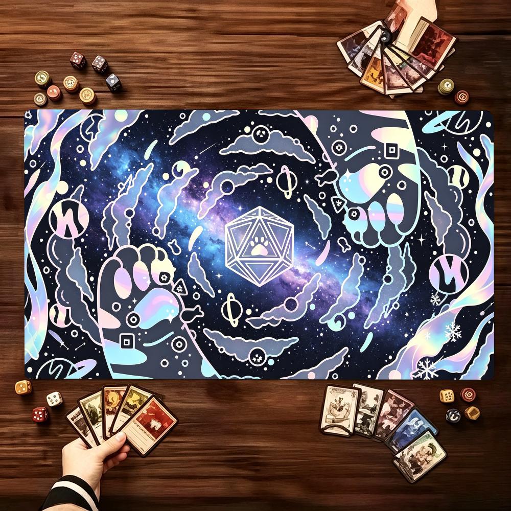 Cosmic Swirl Mystic Rune Pattern Game Playmat Non Slip Rubber Smooth Extended Table Mat For Trading Card Game Tabletop Sessions