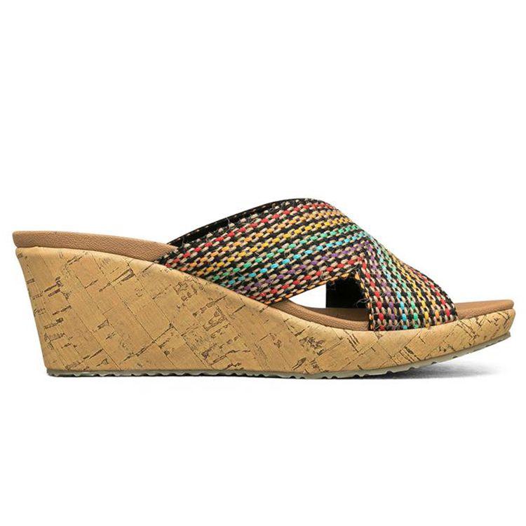 Skechers Кеды Cali Beverlee на танкетке, резиновая подошва, устойчивые к запаху, шлепанцы, женские сандалии, коричневые 38554-MLT