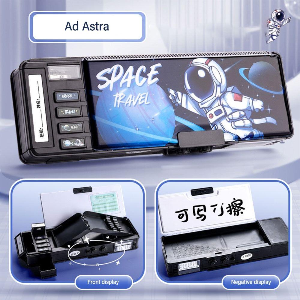 Double Layer Mechanism Pencil Box Astronaut Design Stationery Organizer Pencil Case  For Boys/Girls