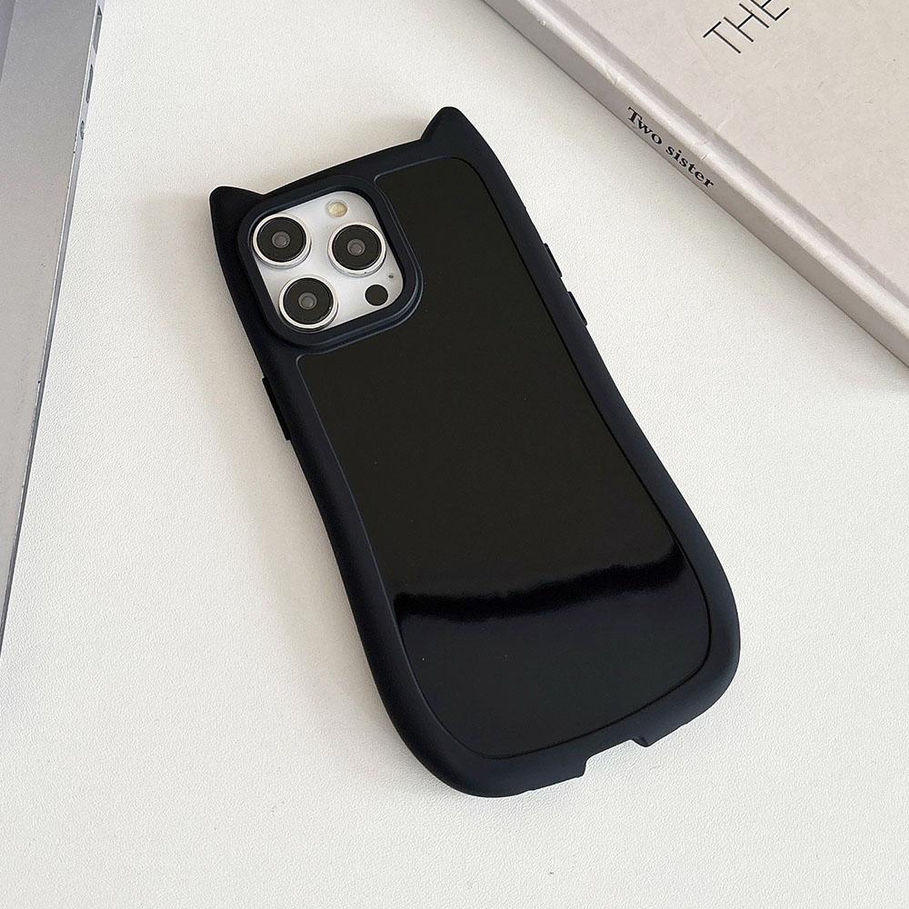 Cute Cartoon 3D Cat Ear Phone Case For iPhone 15 14 13 12 11 Pro Max 15 14 Plus Lovely Animal Design Matte Soft Silicone Protection Cover