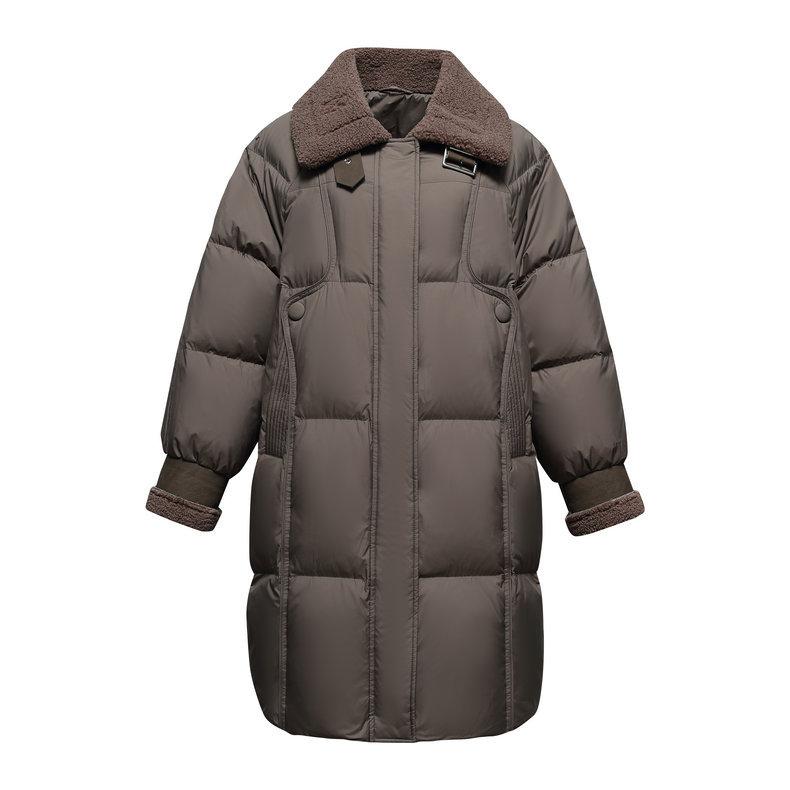 Пуховик женский зимний 2024 новая корейская версия средний и длинный женский 90 пух утиный пух теплое женское пальто высокого класса