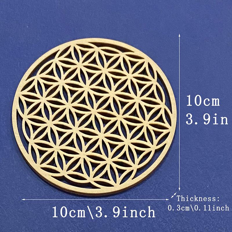 1Pc Chakra Flower Of Life Natural Symbol Kinds Wood Round Edge Circles Carved Coaster For Stone Set Diy Decor