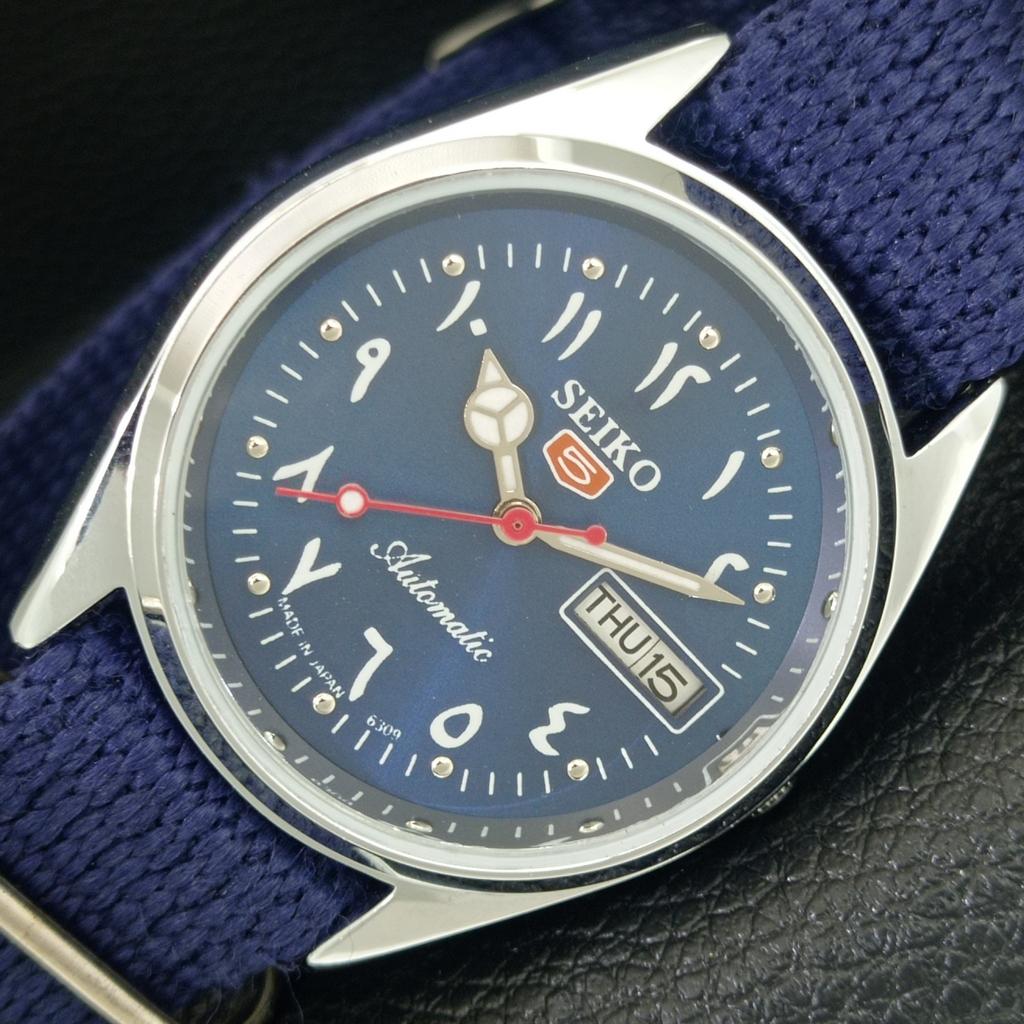 VINTAGE REFURBISHED SEIKO 5 AUTOMATIC 6309A JAPAN MENS BLUE DIAL WATCH a442400-1
