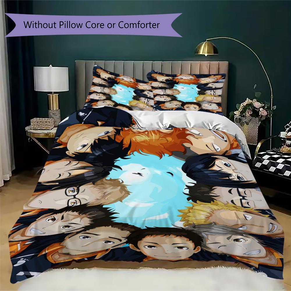 Haikyu!! Anime Pattern Bedding uilt Set uilt Cover Pillowcase Home Decoration Birthday Gift (1 * duvet cover + 2 * pillowcase without core)53