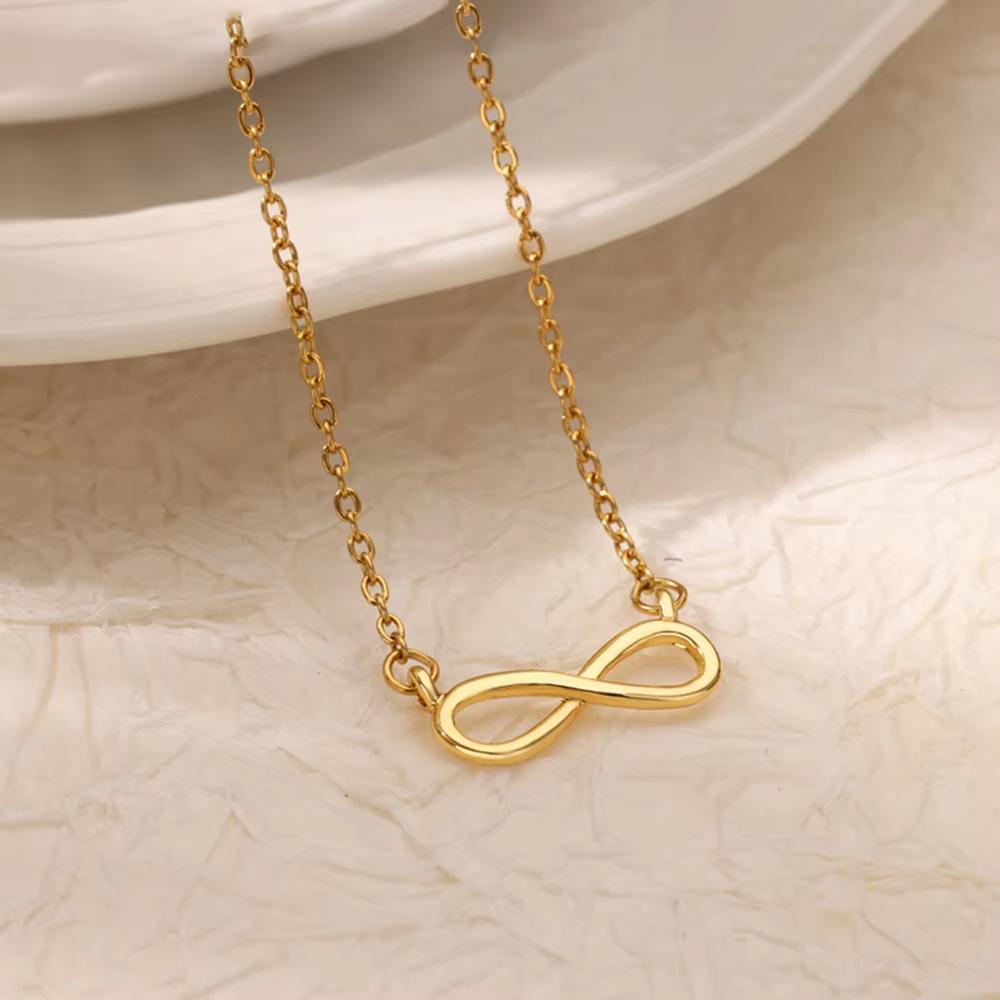 Niche Design Simple Collarbone Chain Female Infinity Symbol Individual Cold Wind Geometric Necklace Transshipment Word Pendant