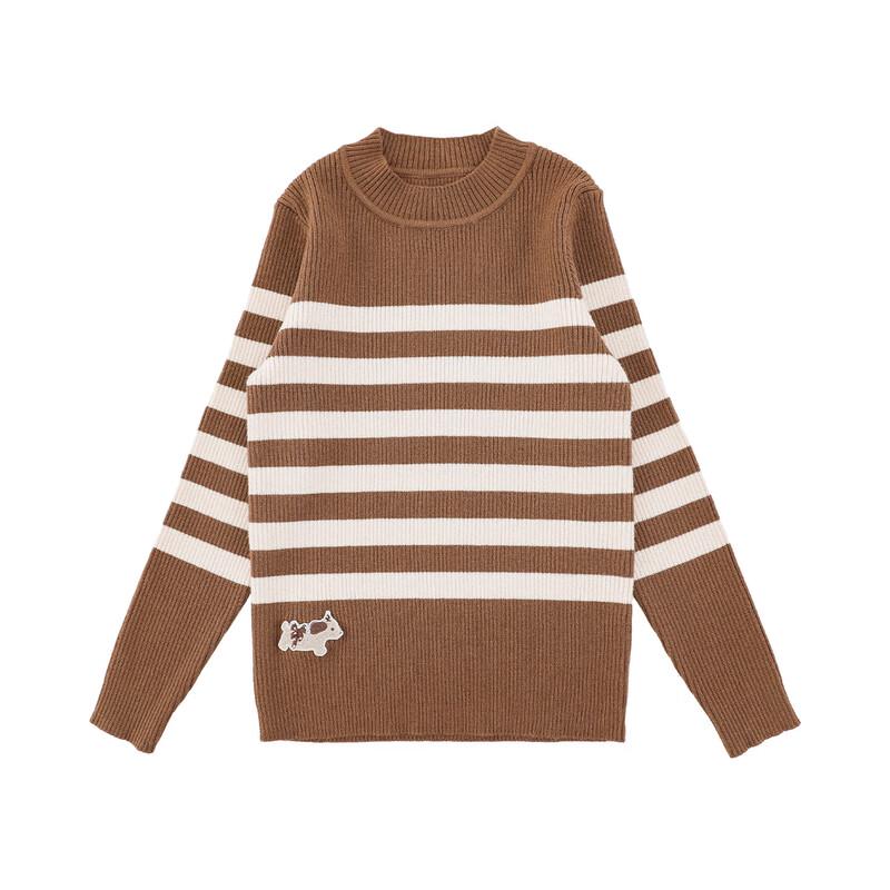 Girls' Striped Mock Neck Knit Sweater