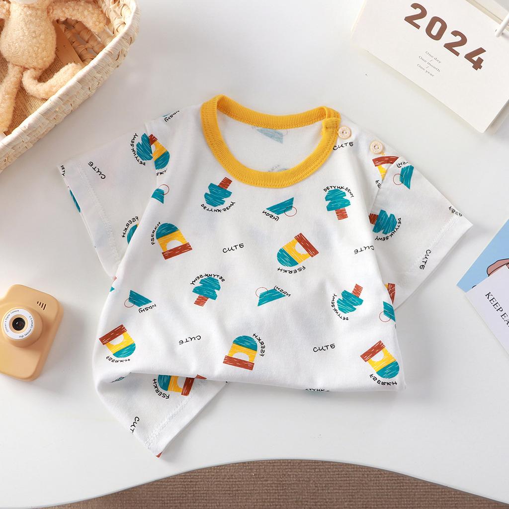 Новая футболка Хлопок Для девочек С коротким рукавом Летняя С полурукавом Детская Впитывающая пот Детская одежда