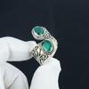 Emerald Adjustable 925 Sterling Silver Ring - Fits US Sizes 6 To 10 - Antique Handmade Boho Jewelry Rings For Women & Men, Valentine Gifts