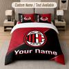 Custom Bedding Set AC Milan Pattern, Print Name Text 1 Duvet Cover plus 2 Pillowcases Home Textile