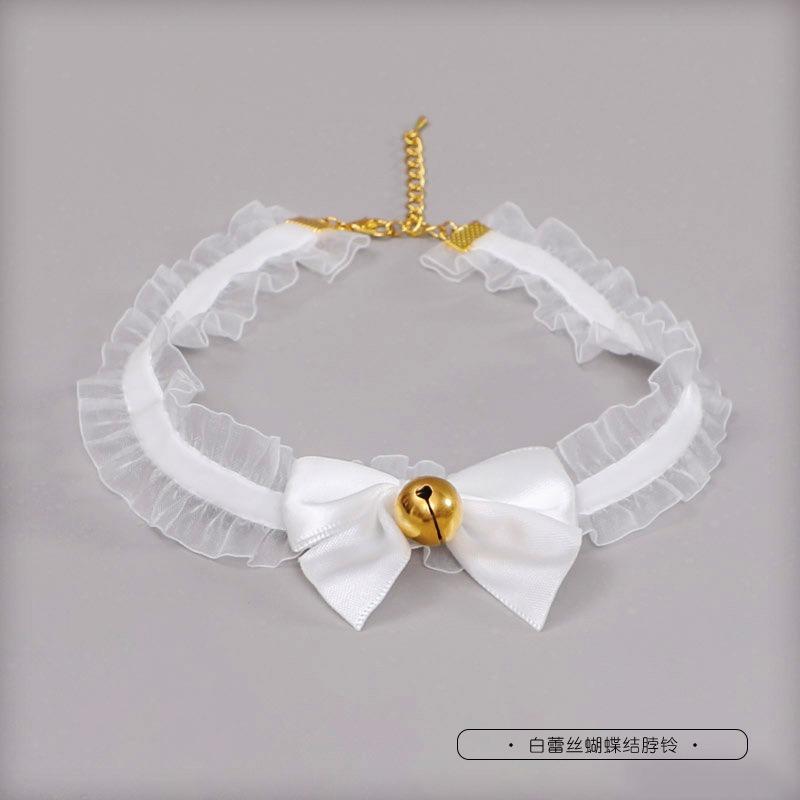 A Handmade Olita Neck Bell Accessory Prop Lace Bow Bell Collar Bow Tie Handmade