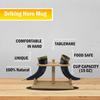 Viking Drinking Handmade Natural OX Horn Cup for Ale, Beer, Mead, Wine | 12 Inch | 100% Leak Free | with Beautiful Wooden Stand (Set of 2)