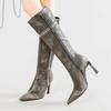 Fashion Elegant Pointed Toe Side Zipper Design Knee Boots Women Autumn Winter Retro Knight Boots Comfort Waterproof Botas Largas Mujer
