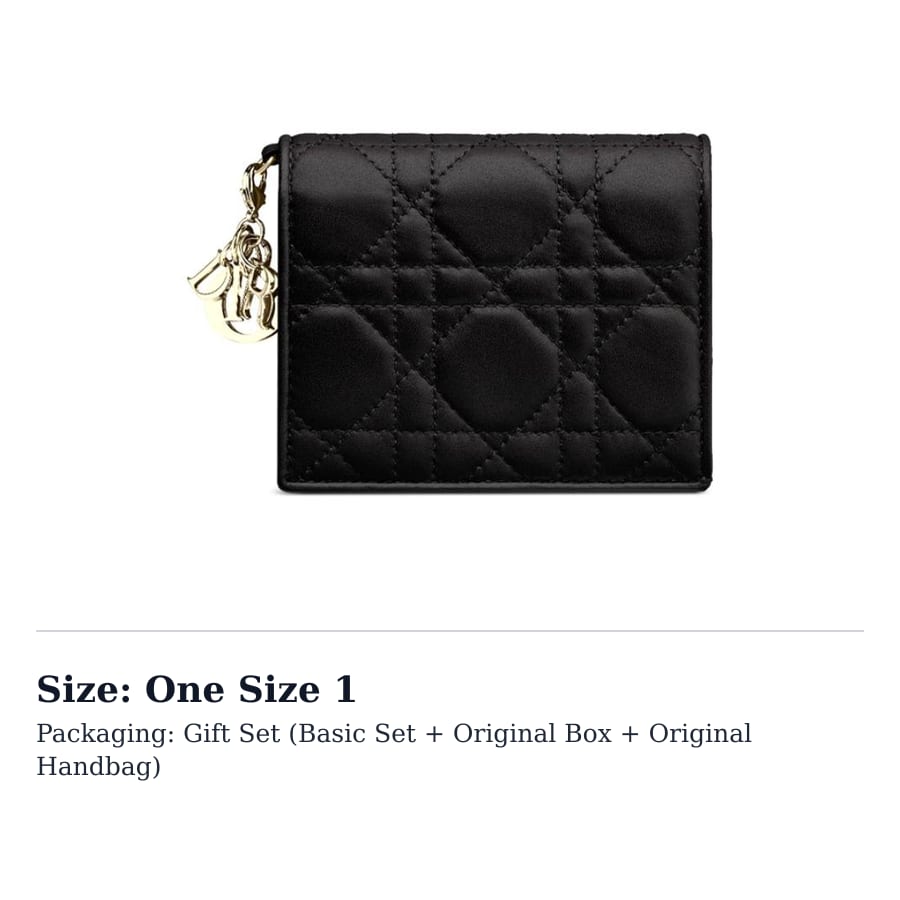 DIOR Lady Dior Flap Sheepskin Wallet Mini Women's Black S0178ONMJ-M900