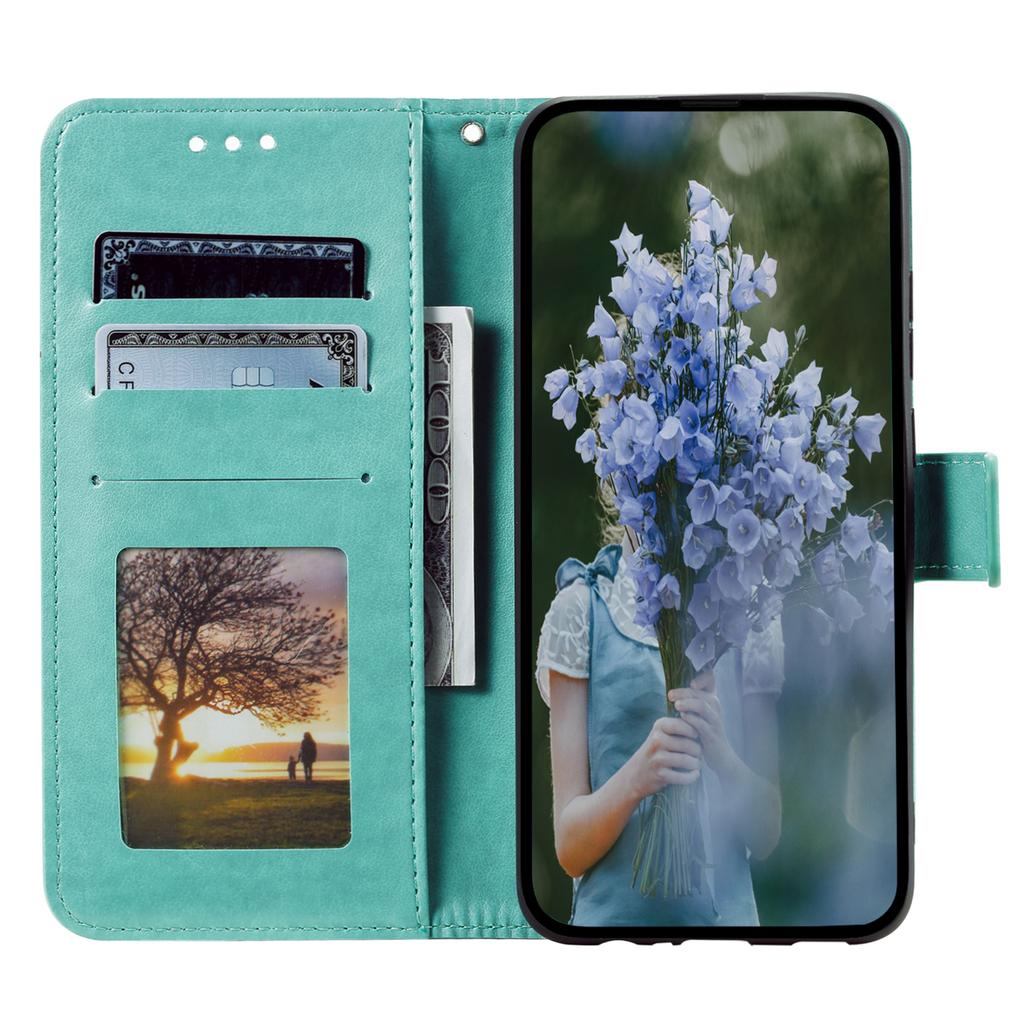 For Samsung Galaxy A17 Stand Case Imprinted Totem PU Leather Wallet Phone Cover with Wrist Strap