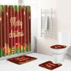 Christmas Bathroom Shower Curtain Toilet Floor Mat Four-Piece Bathroom Non-Slip Door Mat Kitchen Bedroom Absorbent Carpet