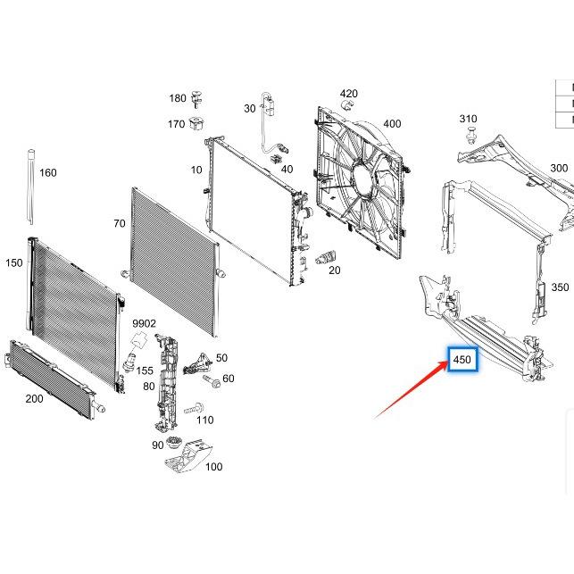 Дефлектор воздуха радиатора Mercedes-Benz C-Class W205