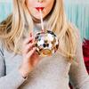 Drink with Straw Flashlight Glitter Bar Tools Disco Ball Cup Wine Goblets Cocktail