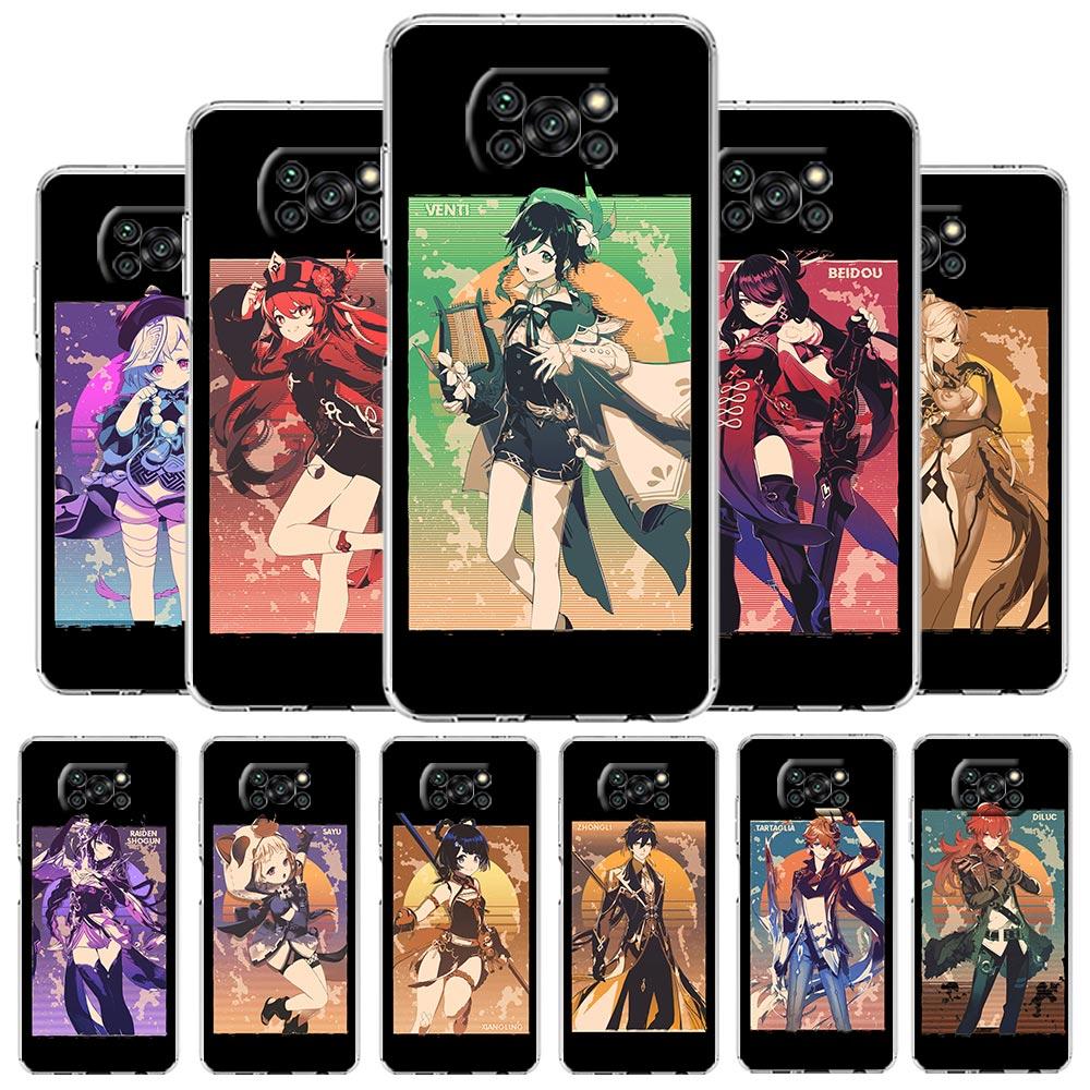 Чехол для телефона Genshin Impact для Xiaomi Poco X3 NFC F3 M3 X4 M4 Pro 5G Mi 11 Lite Ultra 11T 11X 12 12T Pro 11i силиконовый прозрачный чехол