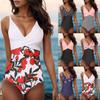 Women'S Sexy Slimming Swimwear Color Matching One Piece Swimsuit V-Neck Push Up Swimwear Tight Fitting Beach Female Swimsuit