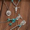 Cactus Turquoise Chain Choker Antique Vintage Pendant Necklace Western Country Necklace  Boys