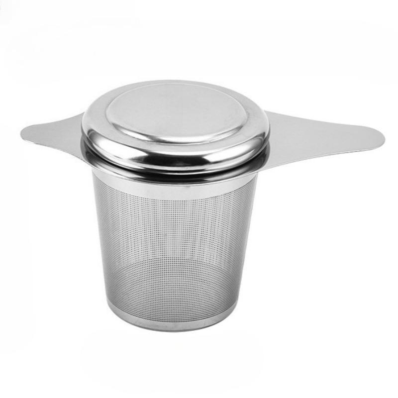 Stainless Steel Double Handle Loose Leaf Tea Infuser, Fine Mesh Coffee Filter Spoon with Lid, Hanging Leak-proof Tea Strainer