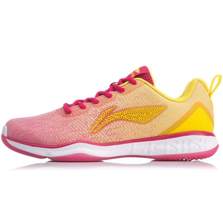 Li Ning Нескользящие, Износостойкие, Дышащие, Легкие Низкие Бадминтонные Кроссовки Унисекс Розово-Красные AYTP019-2