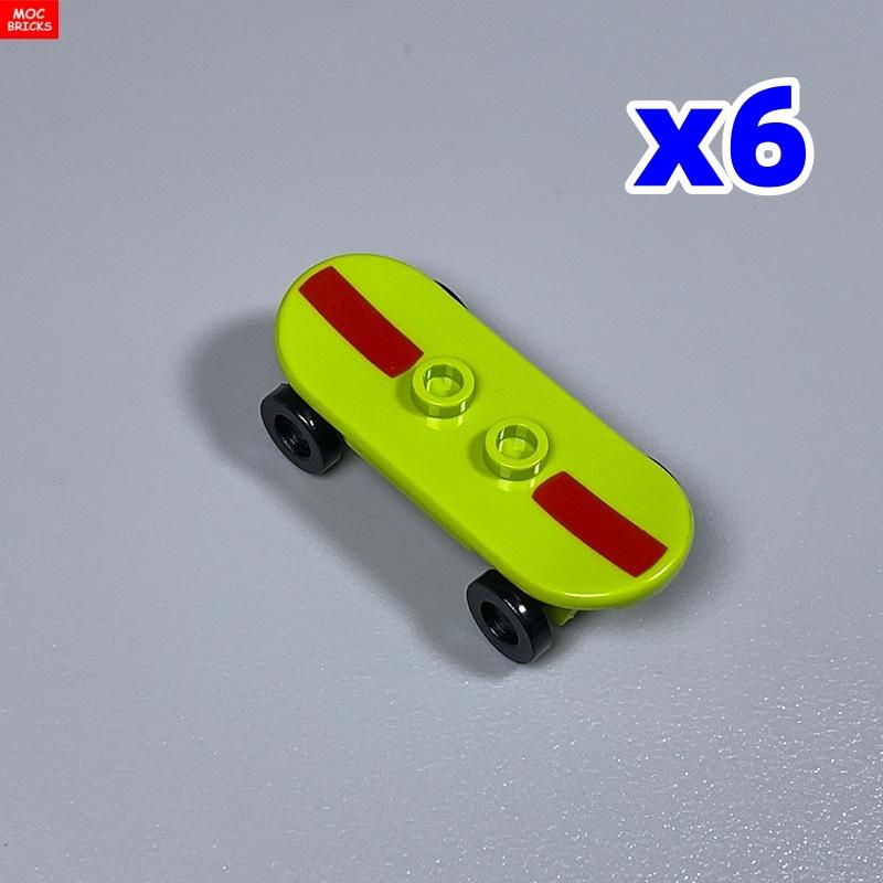 6 шт. Кубики MOC Игрок на скейтборде с колесами Парк Уличная сцена Строительные блоки 88422 42511 Пластиковый материал Детские игрушки Подарки