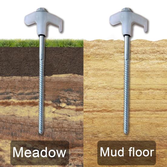 8Pcs Tent Stakes Heavy-Duty Metal Camping Stakes Threaded Anchors Set Up with Drill Hammer Superior Grip Tent Pegs On