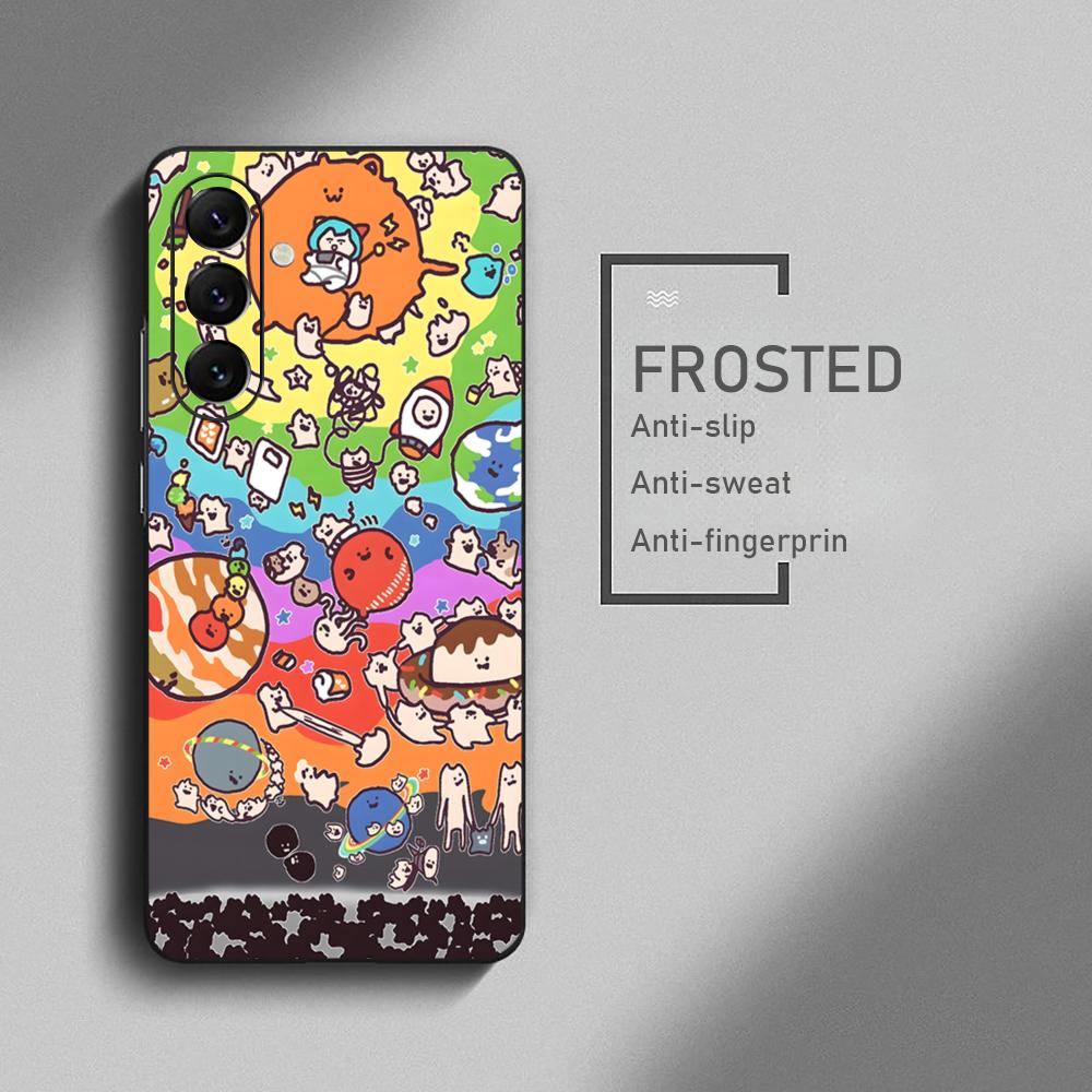 Hot Cartoon EverydayOneCat Phone Case For Samsung Galaxy S26 S25 S24 S23 S22 S21 Plus Ultra Note20 Soft Black