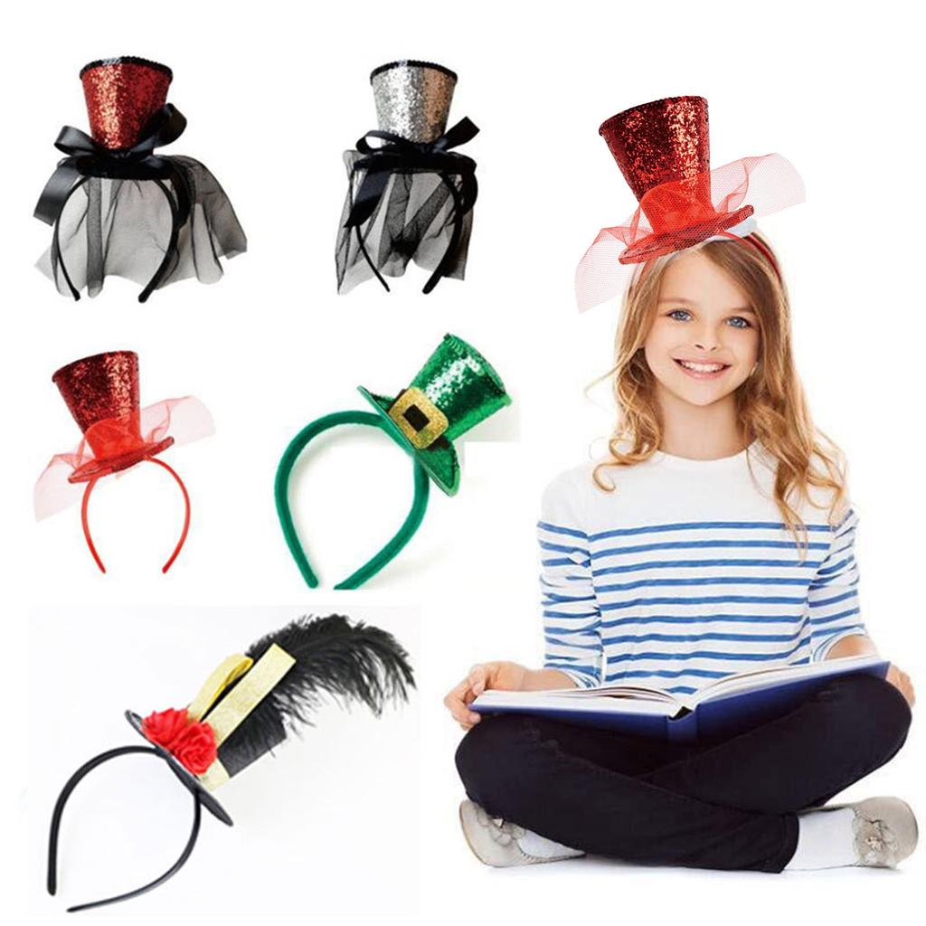 Kids Vintage Fascinator Top Hat Exquisite Glitter for Tea Party Children Costume Pillbox Hat Headwear for
