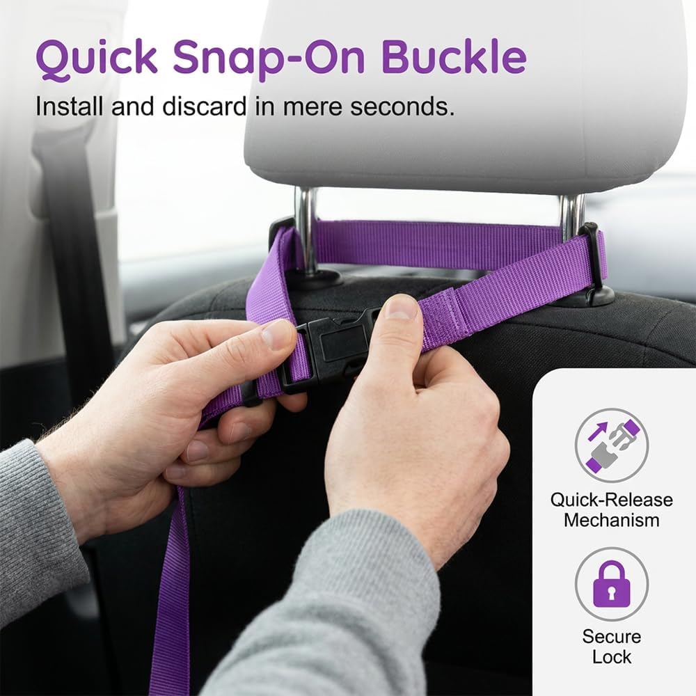 2026 New Adjustable Car Headrest Restrain Nylon Pet Safety Leas