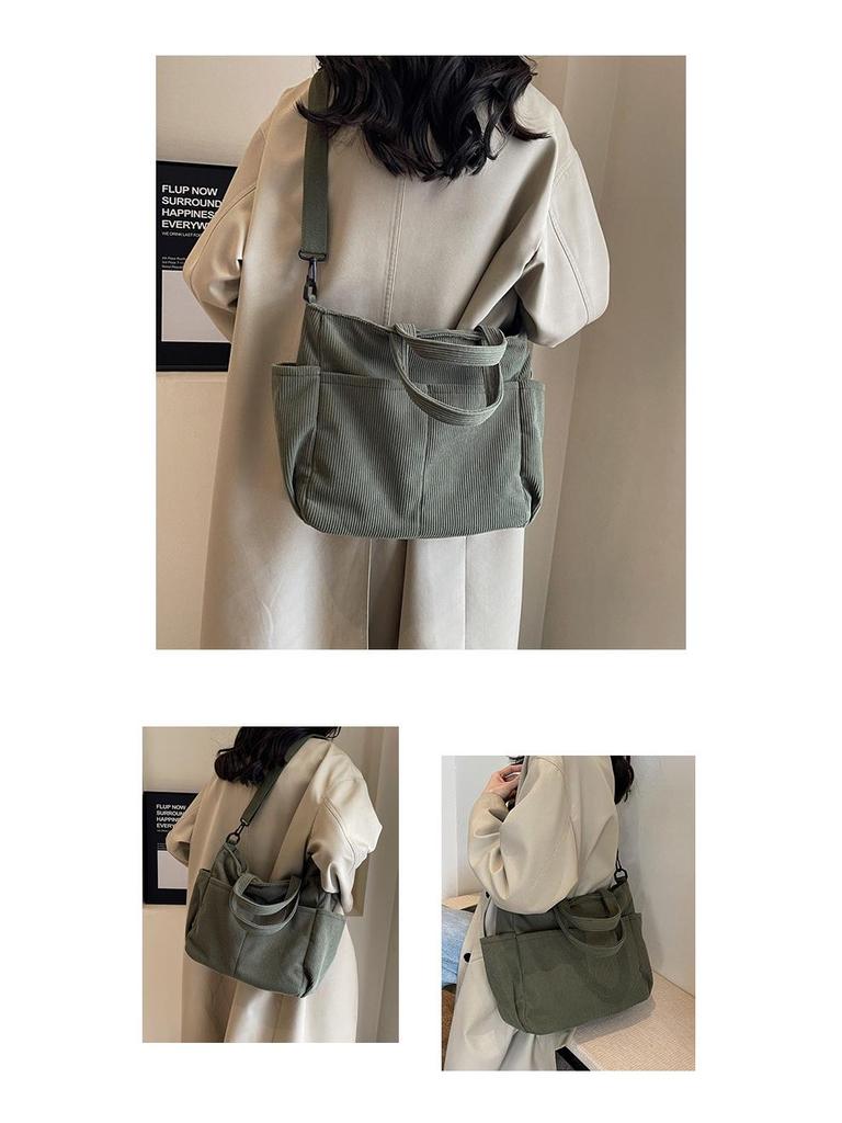 Женская вельветовая сумка-тоут большой вместимости - Универсальная сумка через плечо, на плечо, ручная сумка для поездок на работу и повседневного использования