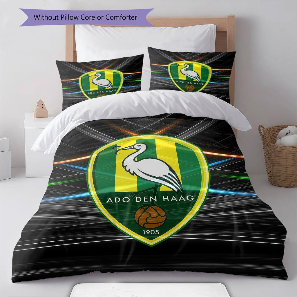 ADO Den Haag Pattern Bedding,Quilt Set Quilt Cover Pillowcase Home Birthday Gift(1 * duvet cover + 2 * pillowcase, without core)