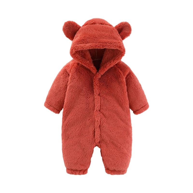 Боди для младенцев с капюшоном, однотонный флисовый теплый комбинезон