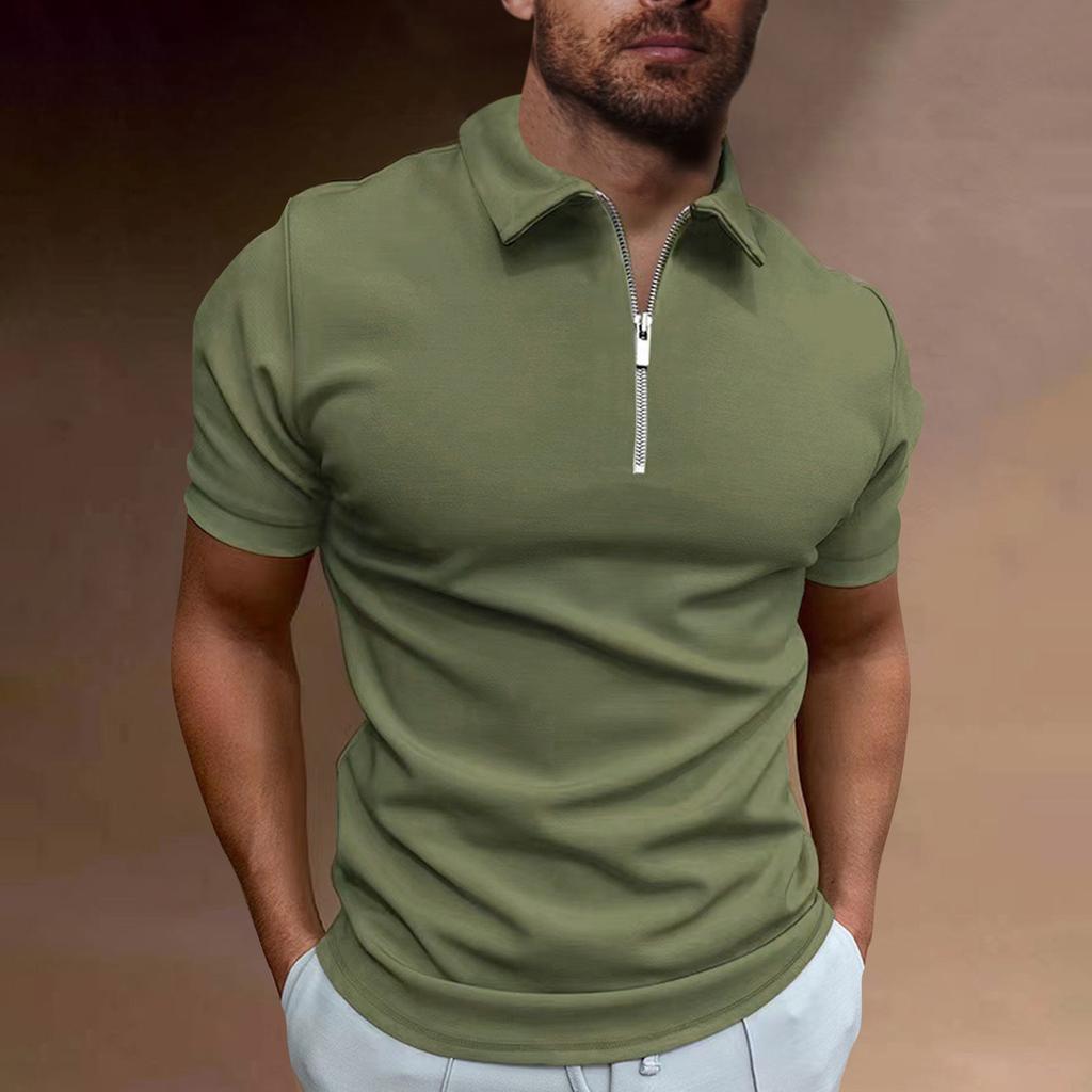 Summer Men's Sports Short Sleeve Golf Youth Men's Zipper Casual Top