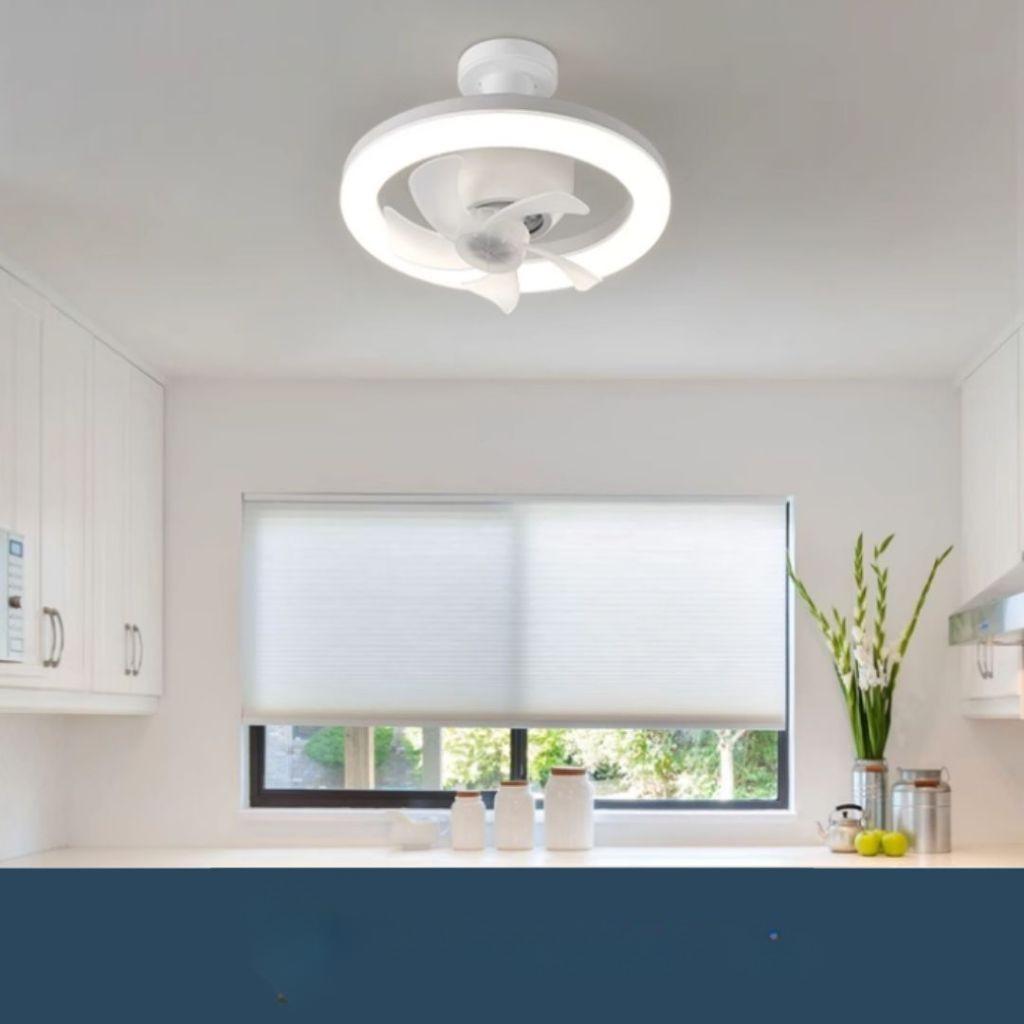 48 Вт 360° Автоматический вращающийся E27 Пульт дистанционного управления Потолочный вентилятор с подсветкой Маленький потолочный вентилятор