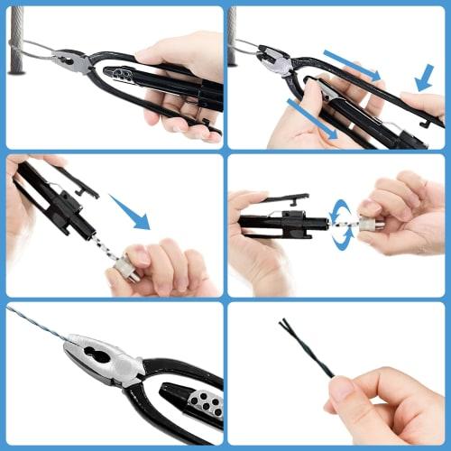 Socpuro Wire Twister, Auto-Return Wiring Tool, Cutting Pliers, 6-inch, 3-in-1 Pliers for Clamping, Twisting, and Cutting Wires, Fits 0.5-3mm Diameter