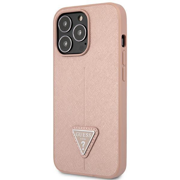 Etui do iPhone 14 Pro Guess Saffiano Cechy Logo Różowe