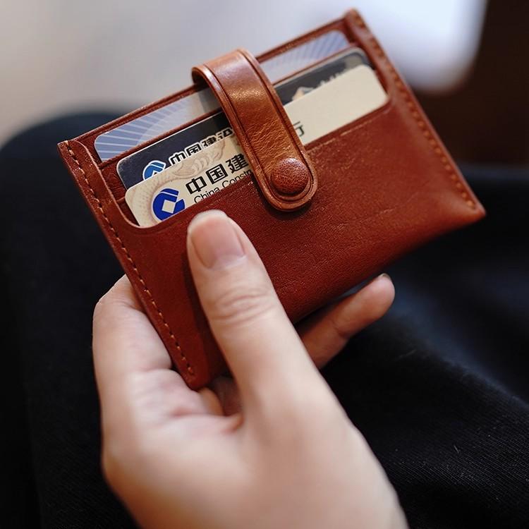 Мужской Женский Кошелек-Кардхолдер из Искусственной Кожи с RFID Защитой Тонкий Минималистичный Чехол для Кредитных Карт Маленький Кошелек для Мелочи Карманный Кошелек на Кнопке Органайзер