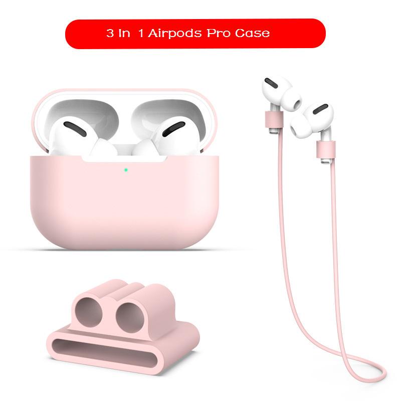 Мягкий силиконовый защитный чехол 3 в 1 для Airpods 3 (2021) / Airpods Pro 2 / Airpods Pro Чехол для наушников с анти-потерянным ремешком для Airpods Pro