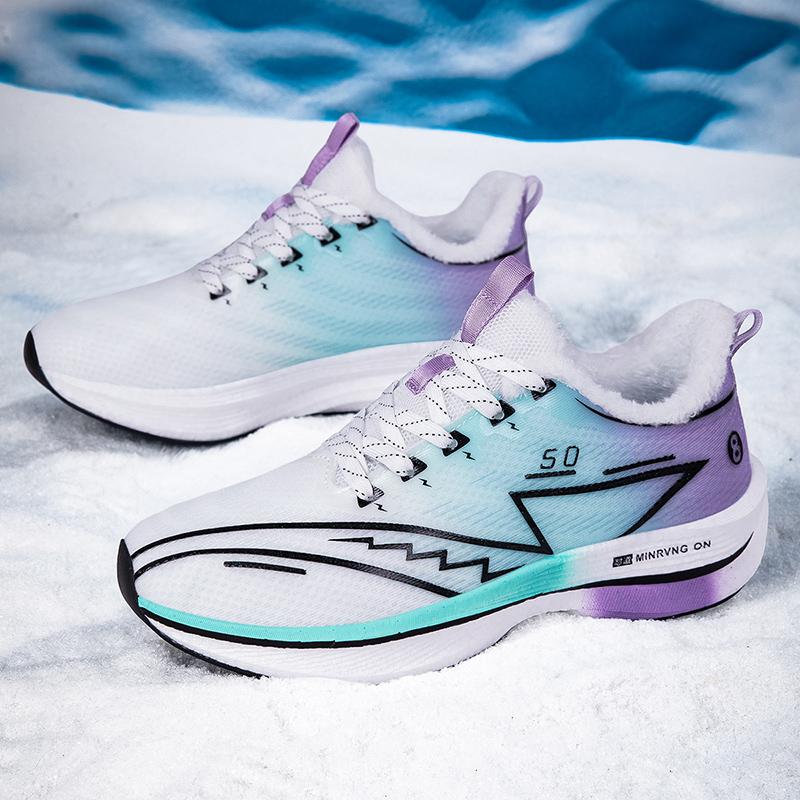 Плюшевые Теплые Зимние Кроссовки Мужские Амортизирующие Спортивные Кроссовки Женские Дышащие Кроссовки для Бега Обувь для Фитнес-Тренировок Нескользящие Кроссовки